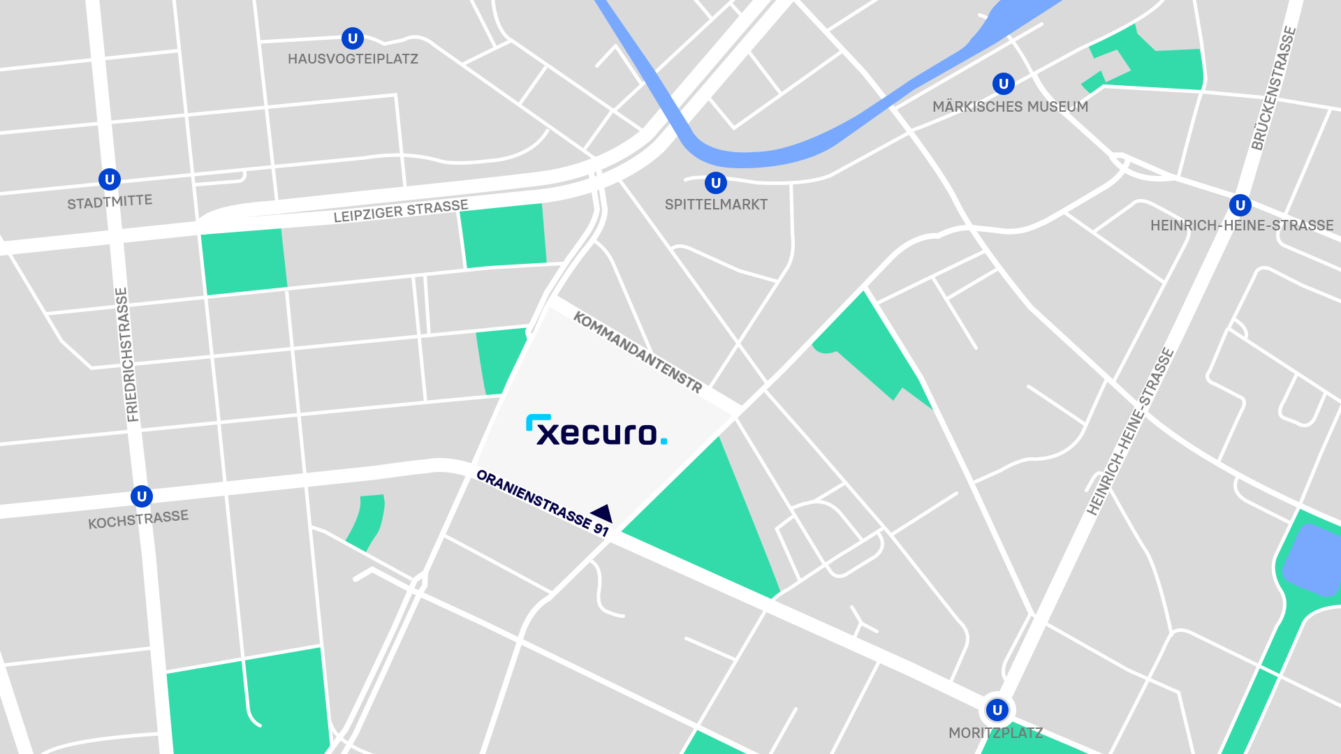Anfahrtskarte zum Sitz von Xecuro in Berlin
