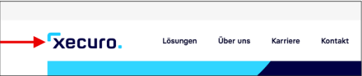 Ansicht eines Website-Screenshots vom Header mit xecuro Logo