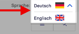 Ansicht eines Screenshots der Sprachauswahl auf der Website.
