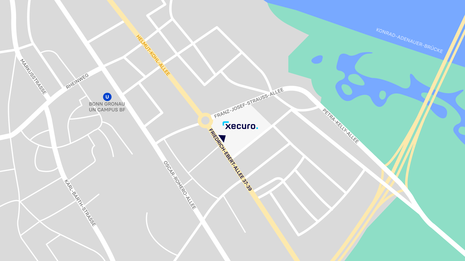 Anfahrtskarte zum Xecuro-Standort in Bonn