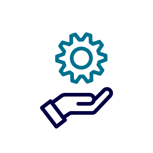 Pictogram hand with cogwheel
